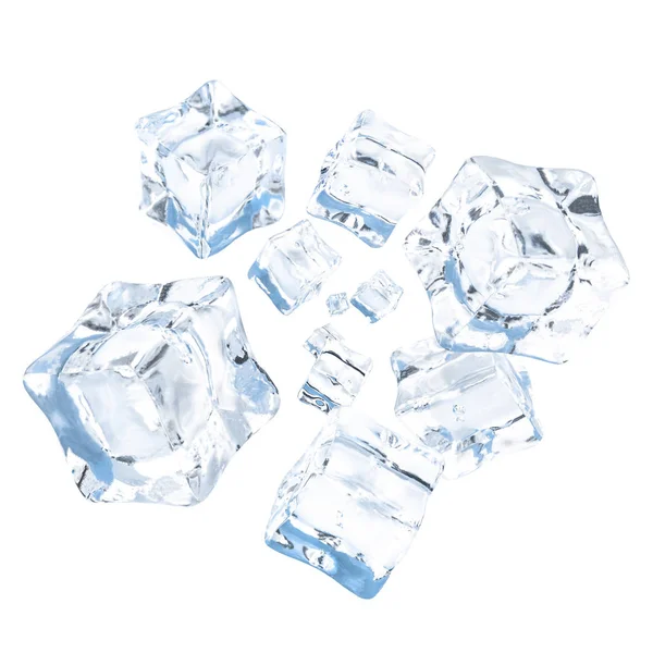 Falling Ice Cubes Isolated White Background — Stock Photo, Image
