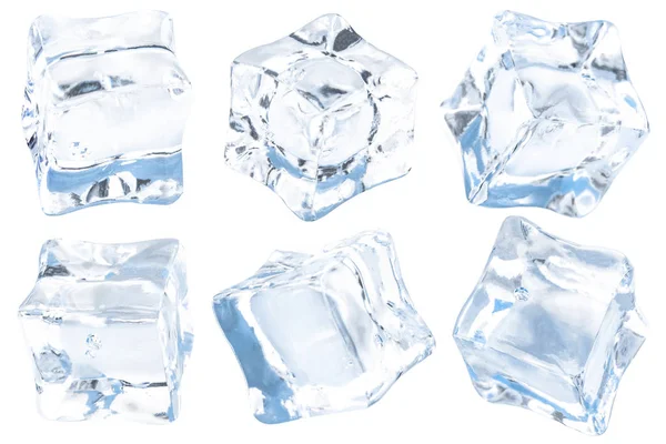 Cubes de glace sur fond blanc. Collecte — Photo