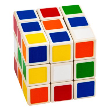Rubik Küpü beyaz arka plan üzerinde izole. Kırpma yolu ile