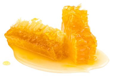 Petek parçası. Bal dilimi c ile beyaz arka plan üzerinde izole