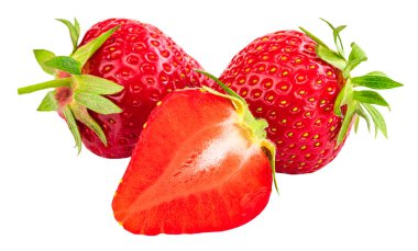 Çilek beyaz arka planda izole edilmiş. Kesme Yolu