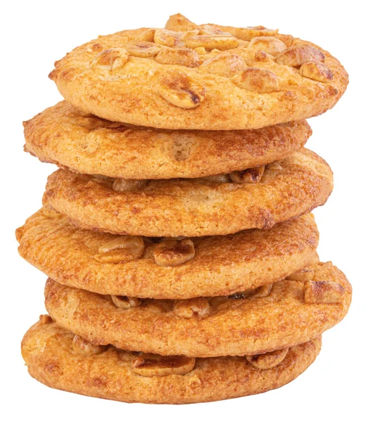 Hemmagjorda cookies med jordnöt på vit bakgrund — Stockfoto