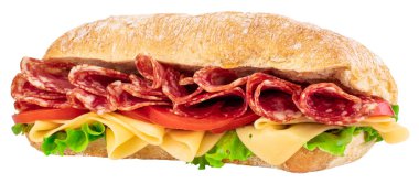 Marul, domates prosciutto ve peynir i ile Ciabatta sandviç