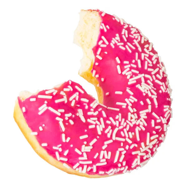 Roze Donut Met Kleurrijke Hagelslag Geïsoleerd Witte Achtergrond — Stockfoto