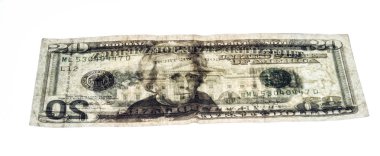 Bizi 20 dolarlık banknot Patellayı bill yarı saydam, hükümetin şeffaflık ve şeffaflık iş, üzerinde beyaz simgeleyen yapmak vurdu, yakın çekim.