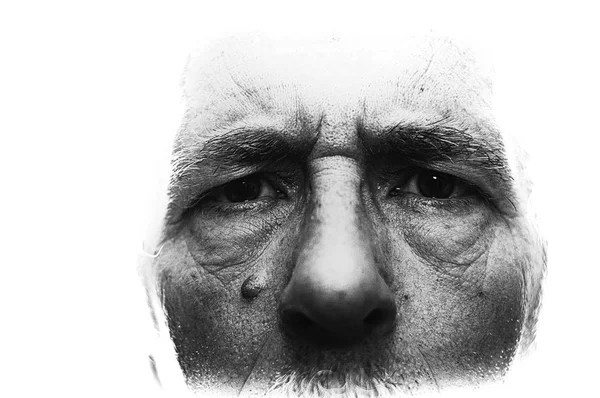Подсветка Изображения Раздутыми Краями Лица Человека Детализированное Неглубокой Глубиной Резкости — стоковое фото