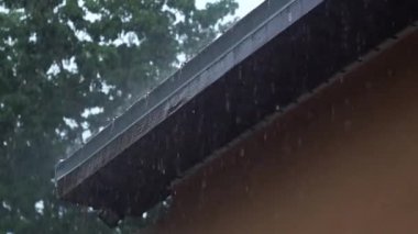Naples Florida hafif şiddetli yağmur fırtınada çatıda üst ve kenar kapalı dökme yaz yağmur mevsimi ani sel koşulları, ses ile oluşturma sırasında küt küt atıyor.