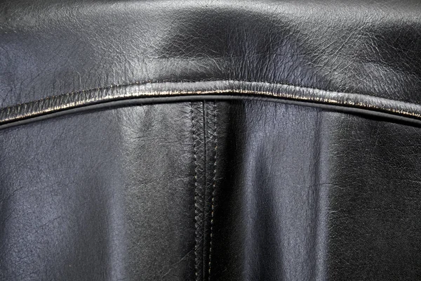 Detail Old Leather Biker Jacket Focusing Back Seams — Stock Photo, Image