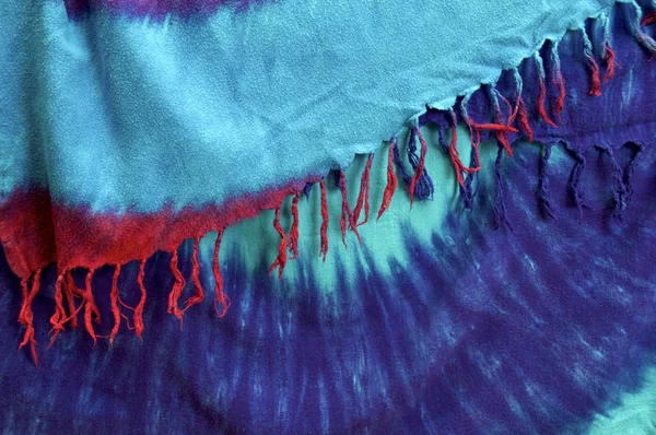 Dwóch Różnych Tie Tkaniny Barwione Tło Złożone Warstwowe Wyświetlono Wielobarwny — Zdjęcie stockowe