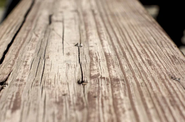 Detalle Asiento Tabla Picnic Madera Envejecida Envejecida Sol Profundidad Superficial —  Fotos de Stock