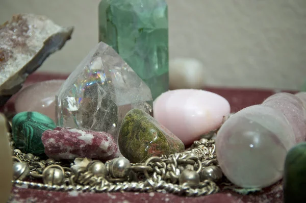 Dusty pagan altar with stones — Stock Photo, Image