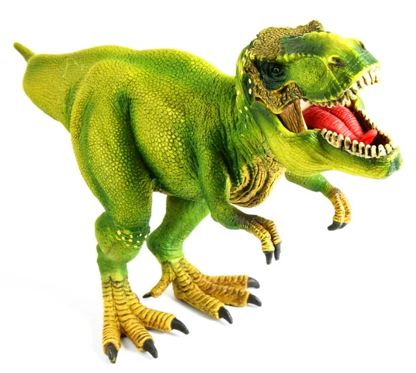 Gruseliger Spielzeug Dinosaurier Oder Dino Isoliert Auf Weißem Hintergrund — Stockfoto