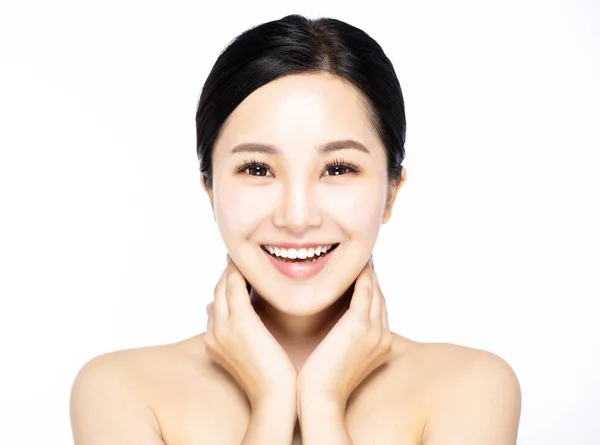 Close Young Smiling Beauty Face — Stock Photo, Image