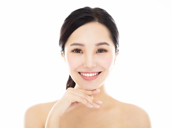 Close Young Smiling Beauty Face — Stock Photo, Image