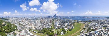 Kaohsiung şehir ve liman hava görünümünü. Tayvan.