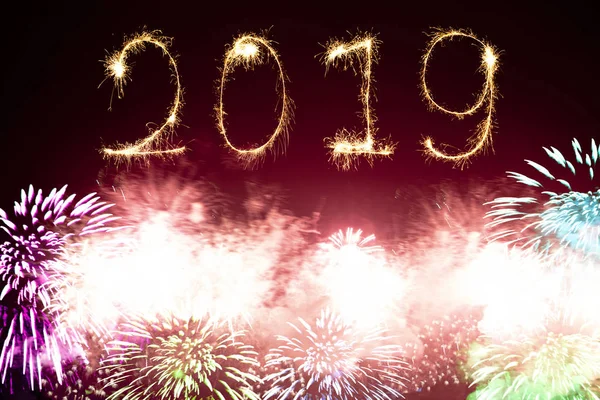Feliz Año Nuevo Fuegos Artificiales 2019 —  Fotos de Stock