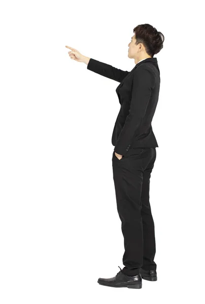 Rear View Businessman Pointing Copy Space — Stock Photo, Image