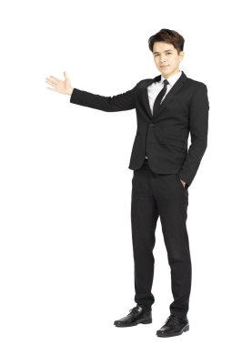 kopya alanı gösterilen genç iş adamı