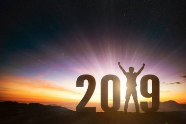 başarılı iş adamı 2019 yeni yıl konseptiyle