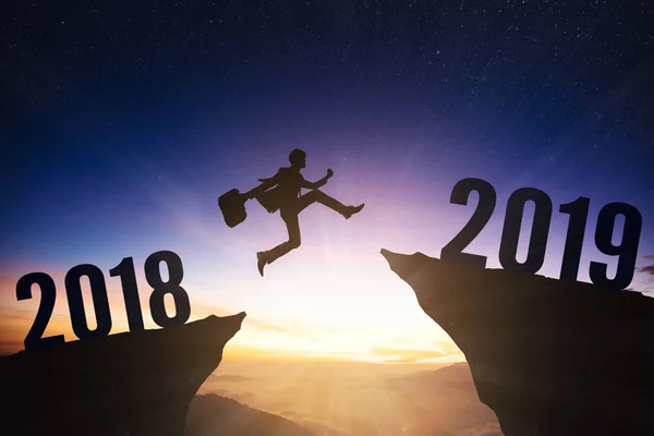 Hombre Negocios Exitoso Con Concepto Año Nuevo 2019 — Foto de Stock