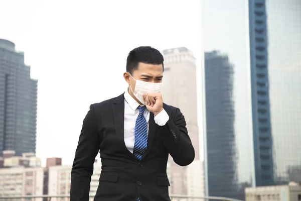 Smog City Business Man Gatan — Stockfoto