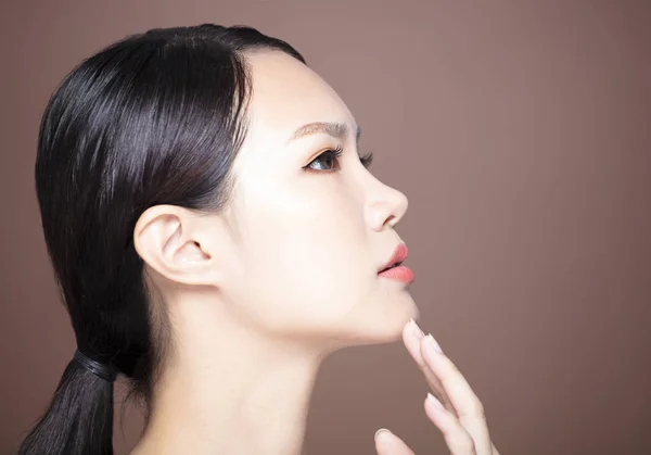 Vista Lateral Asiático Jovem Beleza Rosto — Fotografia de Stock