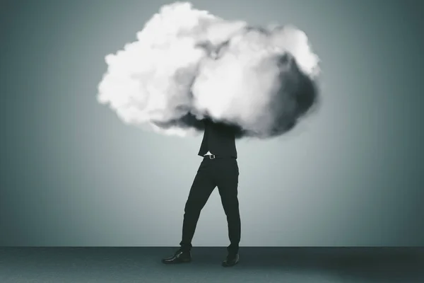 Hombre Negocios Con Conceptos Nube Cerebro —  Fotos de Stock