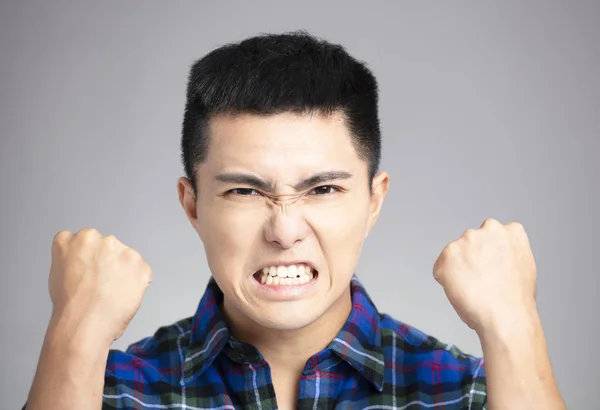 Asiatico Uomo Con Arrabbiato Pazzo Faccia — Foto Stock