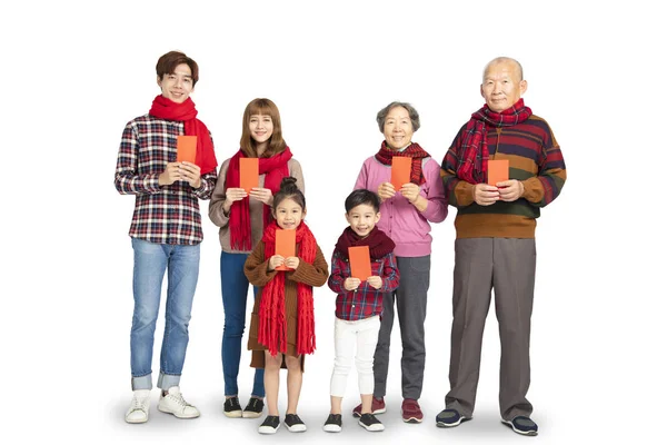 Three Generation Asian Family Celebrating Chinese New Year — Stock Photo, Image