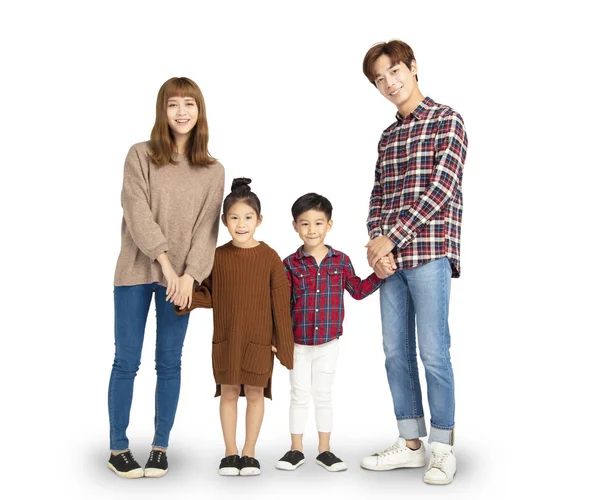 Aziatische Familie Glimlachend Permanent Samen — Stockfoto