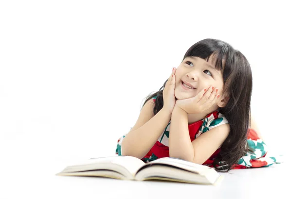Маленька Дівчинка Думає Або Мріє Під Час Підготовки Домашнього Завдання — стокове фото
