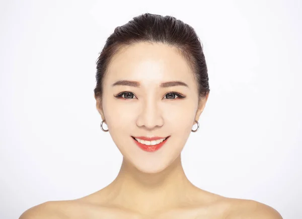 Closeup Beauty Face Young Beautiful Woman — Stock Photo, Image