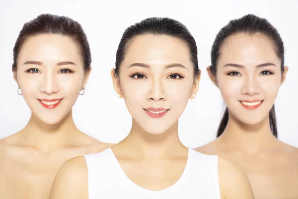 Closeup Three Asian Beauty Face — Stock Photo, Image