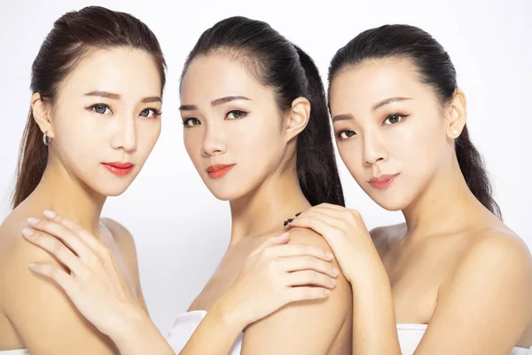 Closeup Three Asian Beauty Face — Stock Photo, Image