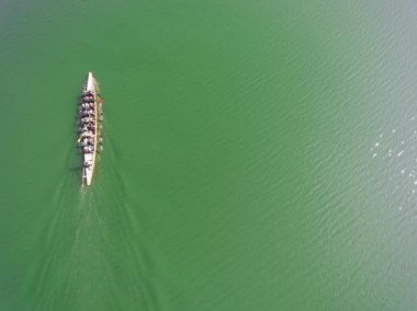 Su takımda kürek havadan görünümü