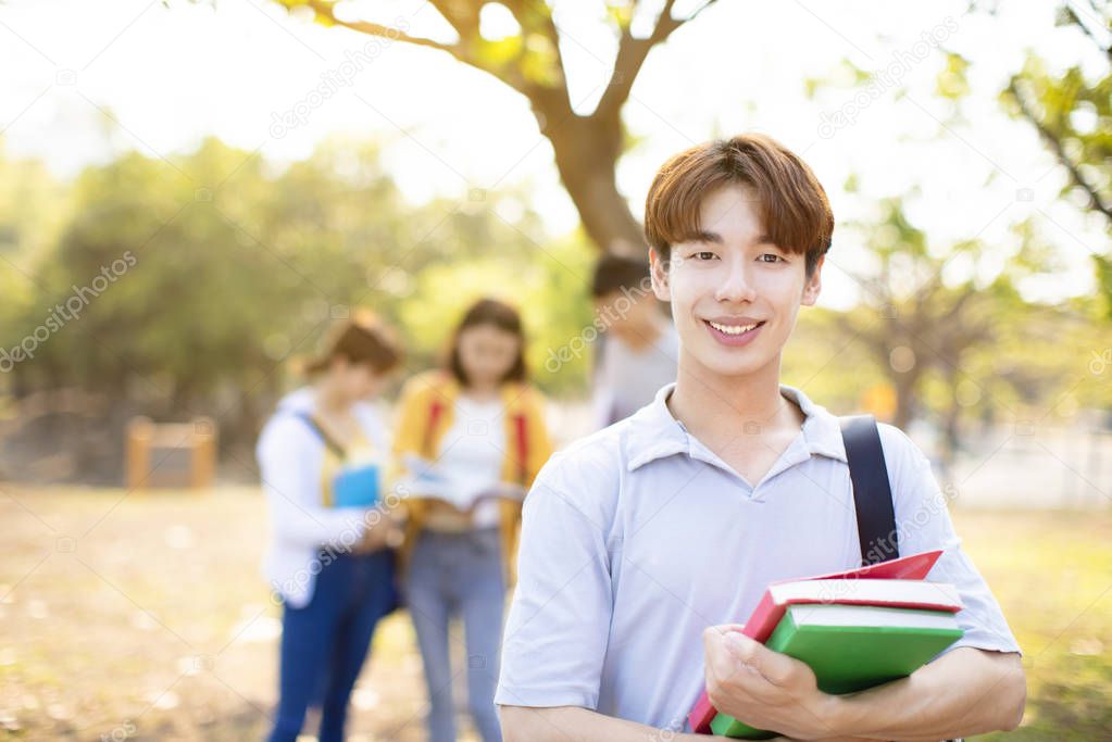 portrait of  Asian college student on campus