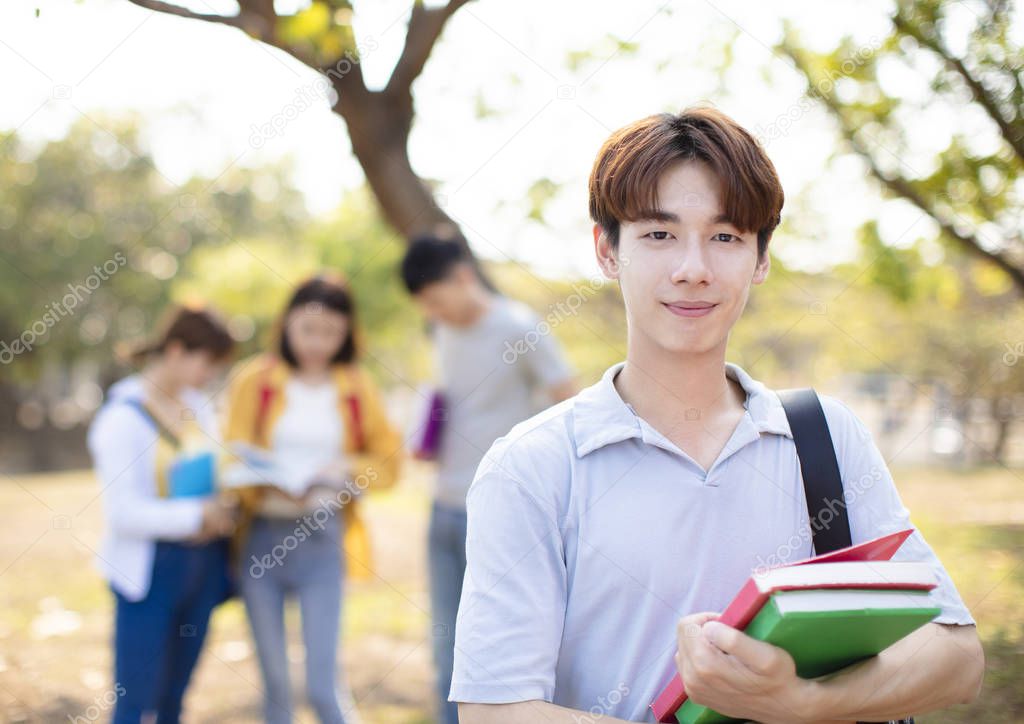 portrait of  Asian college student on campus