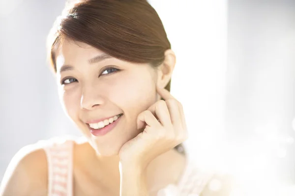 Closup young woman with skin care concepts Stock Image