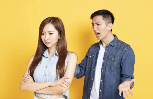 Young couple having argument and conflict — 스톡 사진