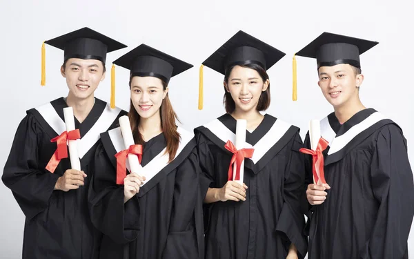 Group of graduate students. Isolated on white — Stock Photo, Image