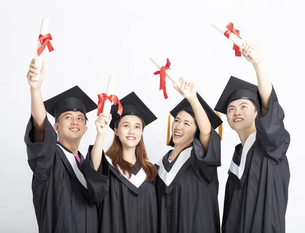 Grupo de estudiantes de posgrado. Aislado sobre blanco — Foto de Stock