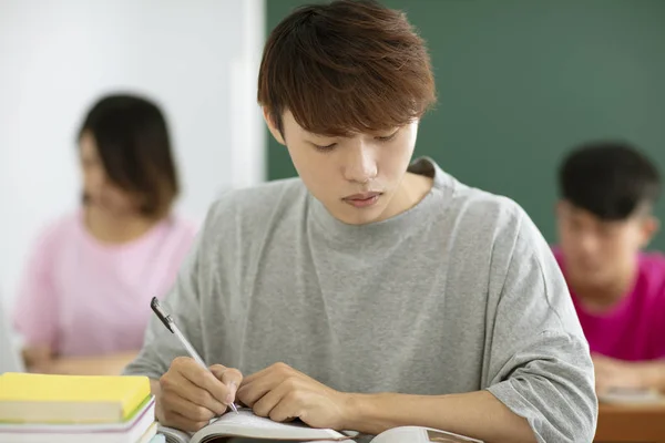 Mannelijke studenten studeren in het klaslokaal — Stockfoto