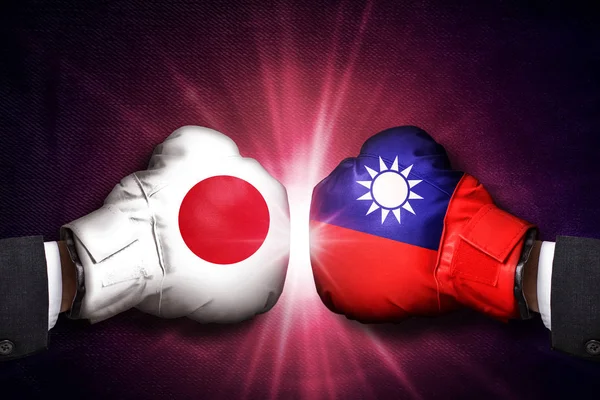 Konzept für diplomatische und handelspolitische Konflikte zwischen Taiwan und Japan — Stockfoto