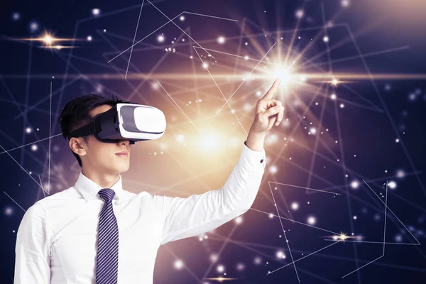 Portrait of a young businessman with  vr glasses — Stock Photo, Image