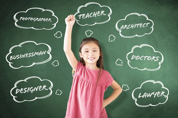 Happy Little Girl student met Job Kies concepten — Stockfoto