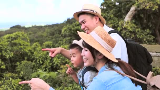 Família Feliz Desfrutar Férias Verão Olhando Para Vista — Vídeo de Stock