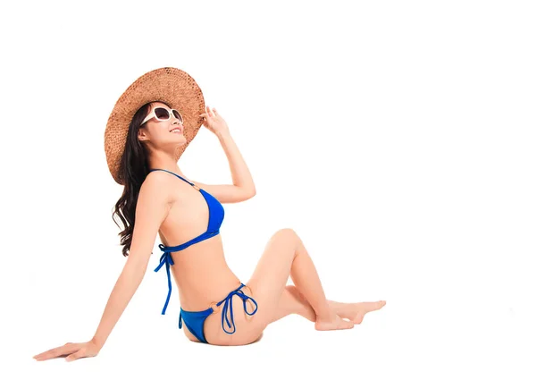 Junge Schöne Frau Bikini Badeanzug Isoliert Auf Weiß — Stockfoto