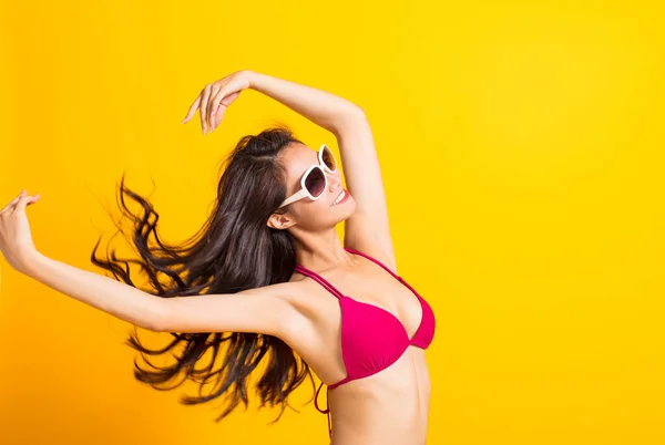 Zijaanzicht Jonge Mooie Vrouw Bikini — Stockfoto
