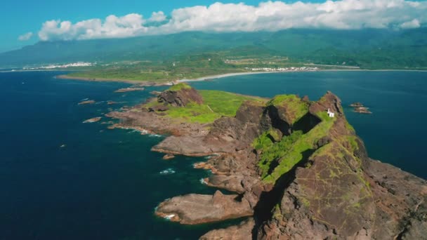 Luftaufnahme Sanxiantai Erholungsgebiet Und Küste Berühmter Park Osten Taiwans — Stockvideo