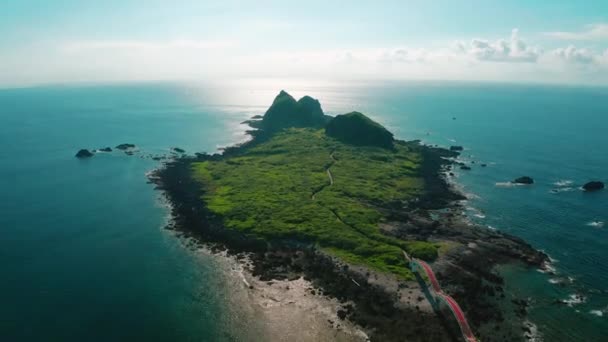 Widok Lotu Ptaka Sanxiantai Rekreacja Linii Brzegowej Słynny Park Wschodnim — Wideo stockowe